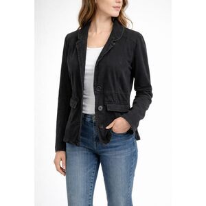 Free People Black Button Front Jacket Pockets Stretch Knit Casual